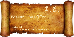 Patkó Balázs névjegykártya