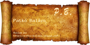 Patkó Balázs névjegykártya